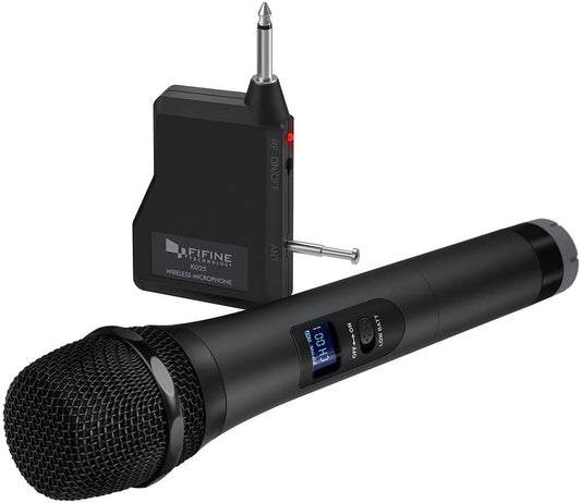 Fifine K025 Wireless Microphone Handheld Dynamic Mic System for Karaoke Nights House Parties Over the Mixer PA System Speakers