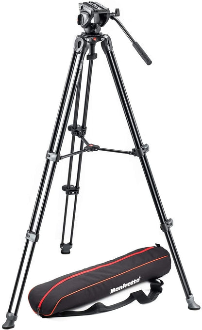 Manfrotto MVK500AM Fluid Drag Video Head Tripod and Carry Bag for Photography, Vlogging