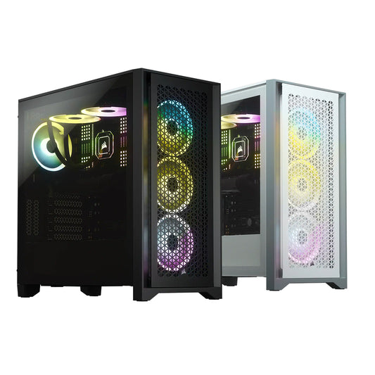 CORSAIR 4000D Airflow Mid-Tower ATX PC Case with Slide-On Tempered Glass Side Panel, 4 Drive Slots and Detachable Front Panel (Black, White)