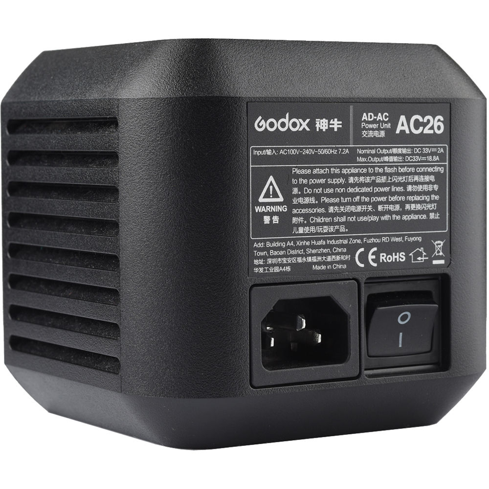 Godox AC26 Power Unit Adapter for AD600Pro Witstro Outdoor Flash with On/Off Switch