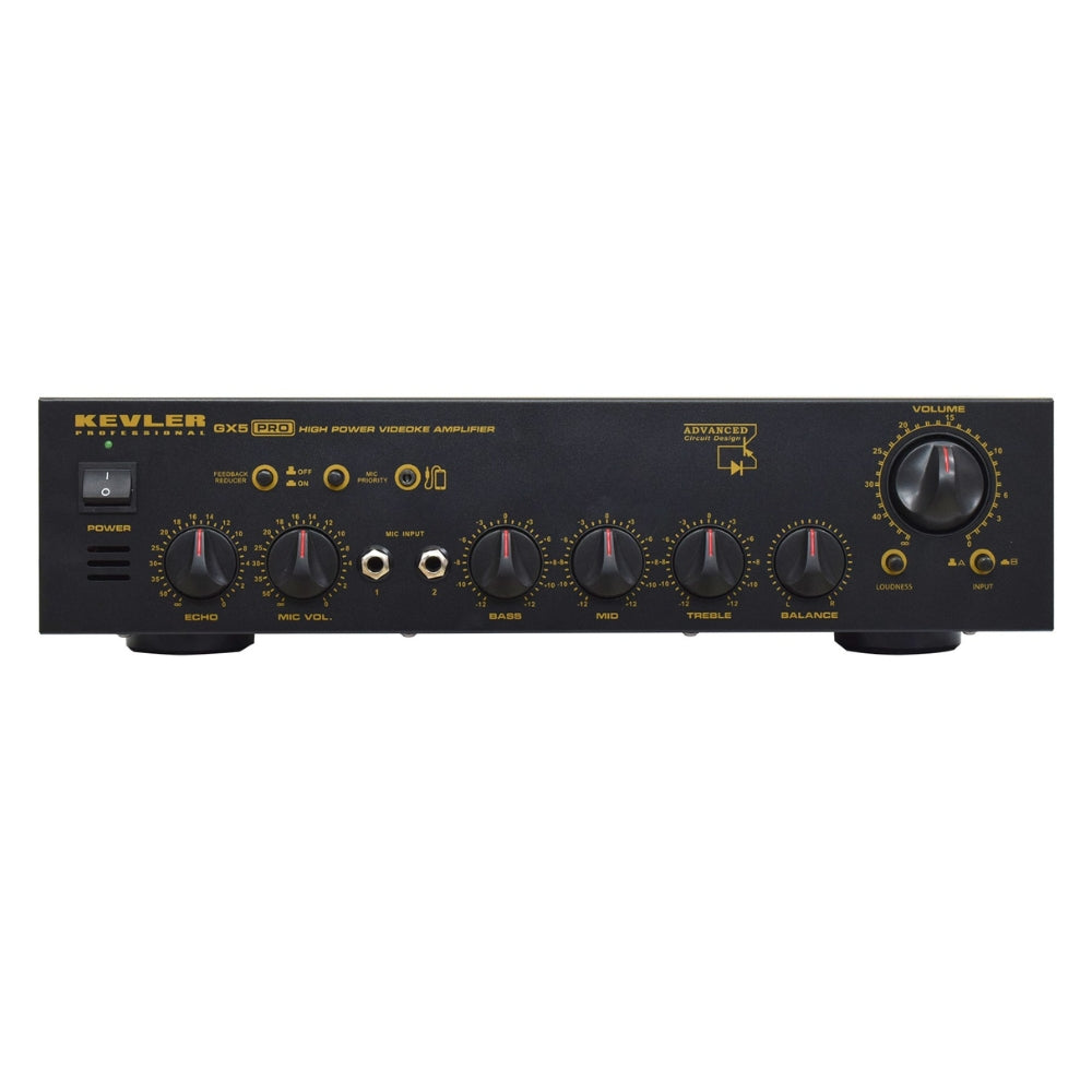 KEVLER GX-5 PRO 600W X2 High Power Videoke Amplifier with AUX/3.5mm Jack Input, Feedback Reducer, Mic Priority Button and Effects Master Controls