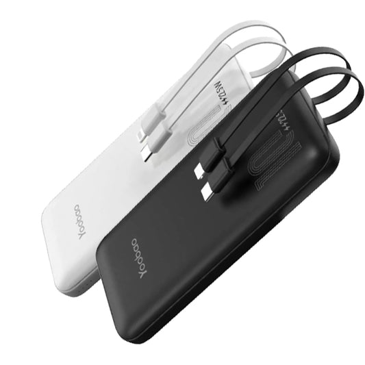 Yoobao LC1 10000mAh Powerbank PD20W Power Delivery Fast Charging with Built-in USB Type C and Lightning Cable (Black, White)