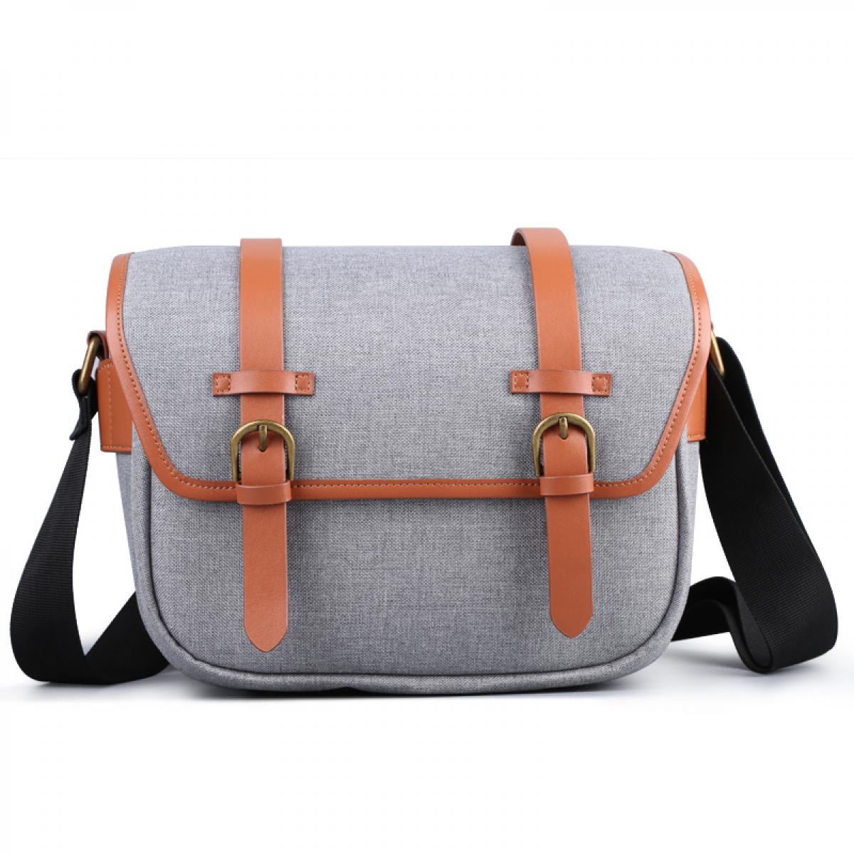 K&F Compact Messenger Camera Shoulder Bag with Removable Dividers and Cleaning Kit for Travel Photography for DLSR Cameras Light Grey