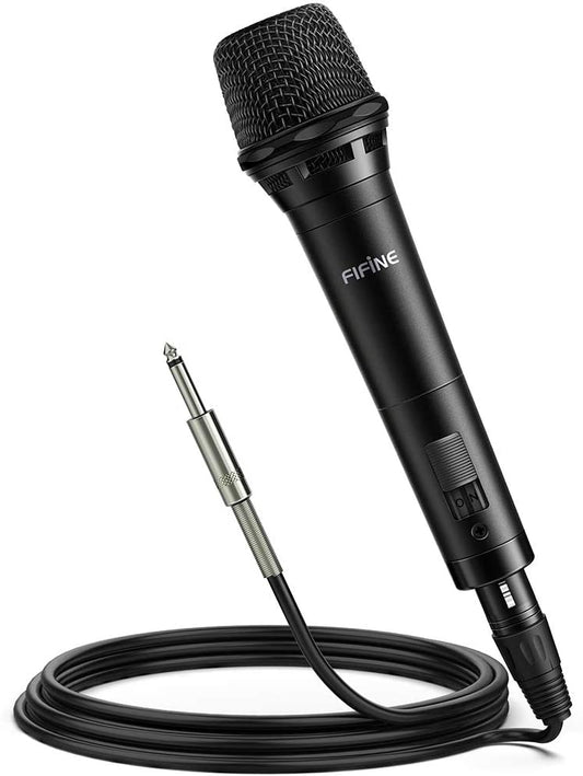 FIFINE K8 Dynamic Vocal Microphone Cardioid Handheld Microphone with On and Off Switch for Karaoke, Live Vocal, Speech etc Includes 19ft XLR to Quarter Inch Cable