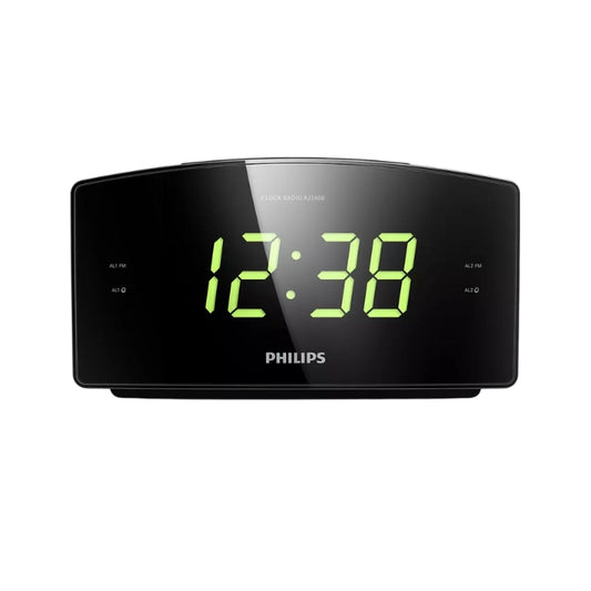 Philips Digital LED Clock Radio with 24-Hour Time Format, Dual Alarm Setting and Backup, Large Screen Display, FM Tuner, 10 FM Preset Stations (AJ3400/12)