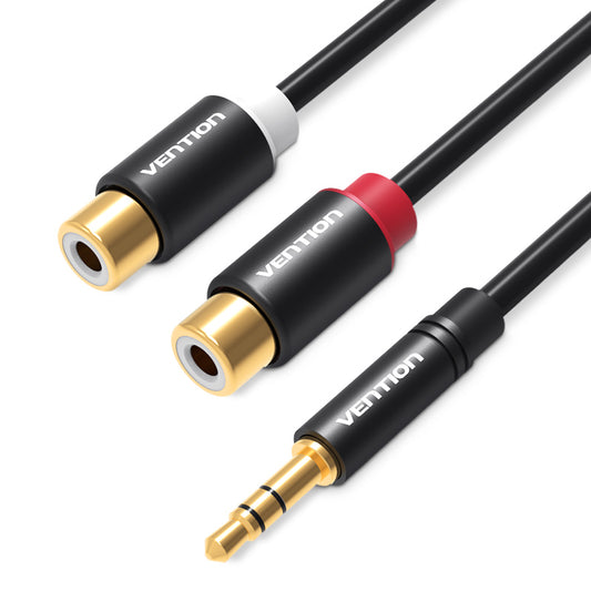 Vention 3.5mm Male to 2RCA Female Audio Cable Gold-plated for Stereo, Computer, CD player, VCD and DVD (VAB-RO2)