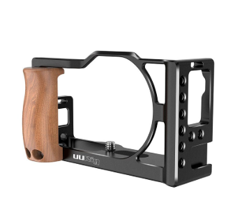 UURig by Ulanzi C-G7X MarkIII Cage Rig Frame Case Stabilizer With Wooden Handle Hand Grip Cold Shoe Mount for Canon G7X Mark III Camera Vlog Extension Accessories