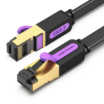 [CLEARANCE] Vention Flat LAN CAT7 Ethernet Patch Cable with Gold-Plated RJ45 Connectors 10Gbps High Speed 600Mhz Bandwidth Support (ICA) (8 meters)