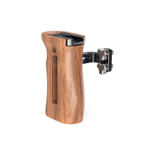 SmallRig Wooden Universal Side Handle Grip with Cold Shoe & Adjustable Sliding Connector for Camera Cage | HSN2093