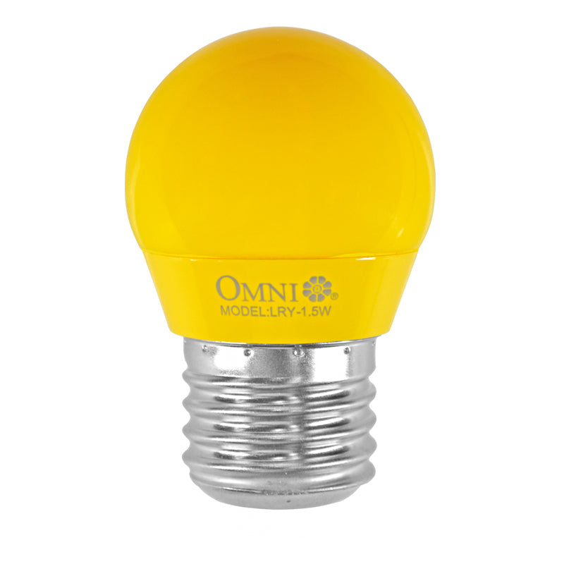 OMNI LED Colored Round Bulb 1.5W 220V E27 Base with 20,000 Hours Operation, SMD LED, Energy Saving for Home Lightning (Yellow, Red, Green, Blue) | LRY-1.5W