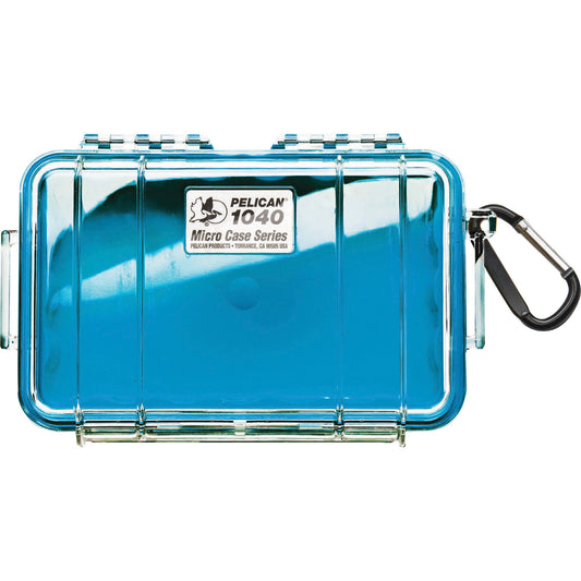 Pelican 1040 Micro Case Waterproof Shockproof Dustproof Clear Hard Casing with Rubber Liner, Automatic Pressure Purge for Phones Small Electronics (Blue)