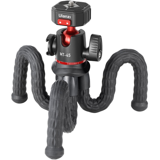 Ulanzi MT-45 Multi-functional Flexible Octopus Tripod Stand with Quick Release Mount 360° Rotatable Ball head Cold Shoe for Vlog Live Streaming Travel Photography