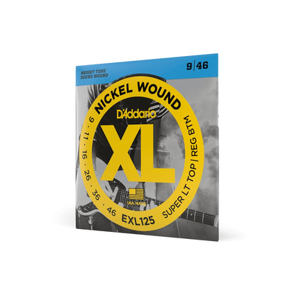 D'Addario XL Nickel Wound Super Light Top / Regular Bottom Electric Guitar Strings Set (.009-.046) | EXL-125