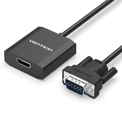 Vention VGA to HDMI Converter Cable Metal Type 1080p 60Hz (Male to Female) 0.15-meters with Micro USB / 3.5mm Audio Port and Cord (ACEB0)