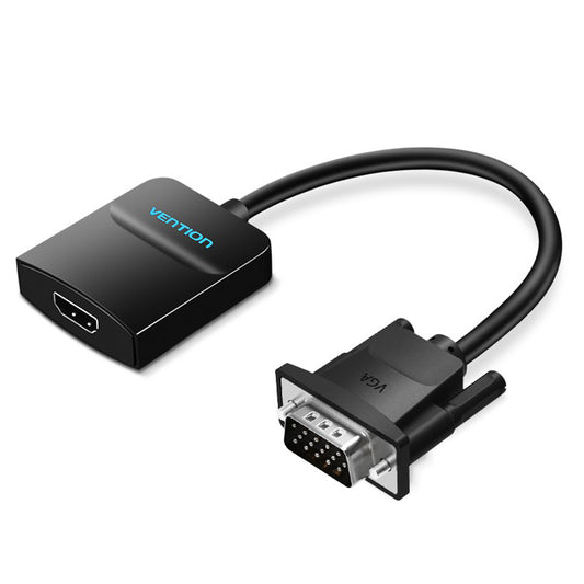 Vention VGA to HDMI Converter Cable ABS Type 1080p 60Hz (Male to Female) 0.15-meters with Micro USB / 3.5mm Audio Port and Cord (ACNBB)