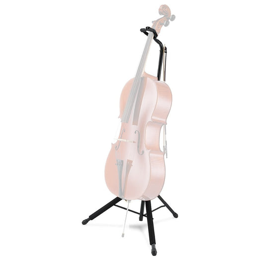Hercules Auto Grip System Cello Stand with Bow Rest, Loop Hook, Rubber Foam Fits 1/4, 3/8, 1/2, 3/4 7/8 and 4/4 Cellos | DS580B