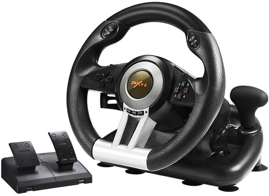 PXN V3II Racing Wheel 180 Degree Universal USB Car Sim Race Steering Wheel with Pedals for PS3, PS4, Xbox One, Xbox Series X/S, Nintendo Switch (Orange, Black)