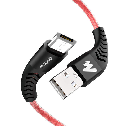 Maono UM201 Unbreakable Tough Micro USB Cable for Fast Charging and High Speed Data Syncs 1.5 Meter Red