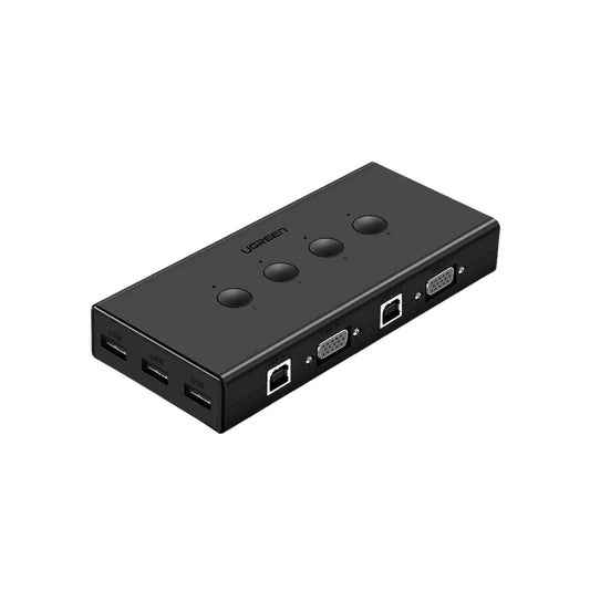 UGREEN 1080P 60Hz 4-in-1 USB KVM VGA Switch Box Video Sharing Adapter with 3 USB 2.0 Ports, Push Button Switch, Supports RGB Channel | 50280