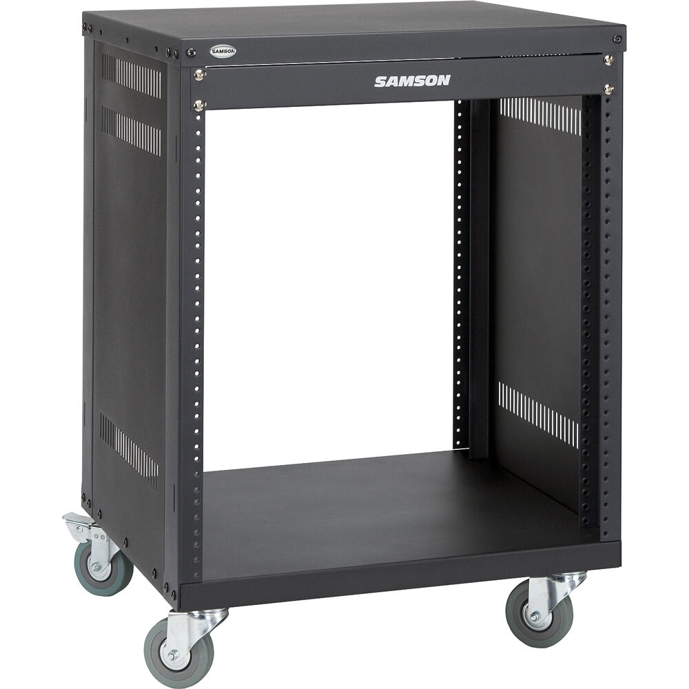 Samson SRK12 Universal Equipment 12 Rack Stand Heavy Duty Steel Construction with Caster Wheels, Fully Enclosed Sides