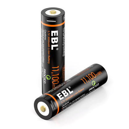 EBL TB-1446 3.7V 18650 3000mAh High-Performance Rechargeable Li-Ion Lithium Ion Battery with Built-In Micro USB Charging Port for Portable and EUPDATEncy Electronics
