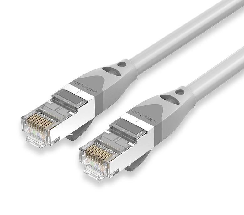 Vention (0.5m - 50m) Cat6A STFP Patch Ethernet LAN Cable Gray with 10Gbps Ultra-High-Speed Rate, Anti-Bending Buckle, Gold-Plated Pins RJ45 for Internet, PC, Laptop, TV, Printer, Switch | IBHH Series
