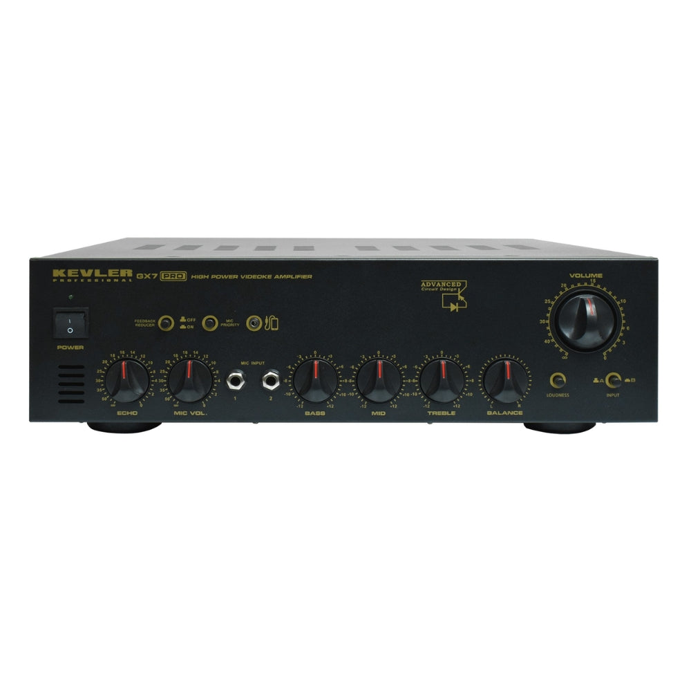 KEVLER GX-7 PRO 800W X2 High Power Videoke Amplifier with Mic Priority Button, Mic/AUX/3.5mm Jack Input, Feedback Reducer and Effects Master Controls