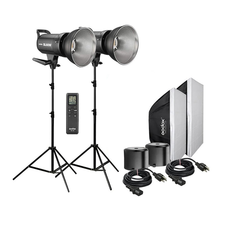 Godox SL-60W 60W 5600K Daylight LED Video Light Kit for Indoor & Outdoor Photoshoots (Available in 2-Light Kit, 3-Light Kit)