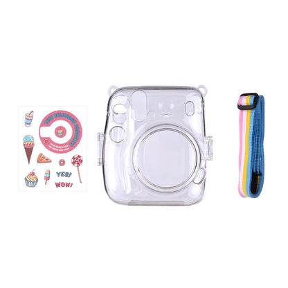[CLEARANCE] Pikxi CM11 Clear Transparent Protective Case with Strap and Cute Sticker for Fujifilm Instax Mini 11 Camera