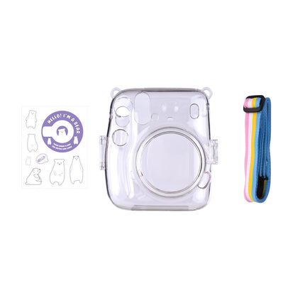 [CLEARANCE] Pikxi CM11 Clear Transparent Protective Case with Strap and Cute Sticker for Fujifilm Instax Mini 11 Camera