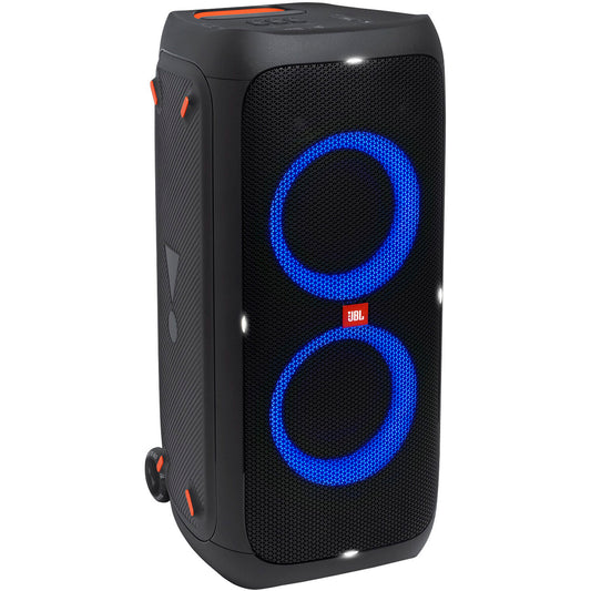 JBL PARTYBOX 310 Portable Party Speaker 18h Battery 10m Range Bluetooth 5.1 IPX4 Splashproof with Backlighting Handle and Wheels Dual Mic Inputs USB Port