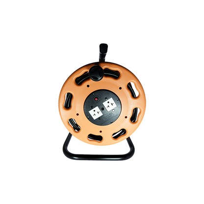 OMNI Industrial Extension Wheel 25 Meter Cord Length with 2-Gang T-slot Heavy Duty Outlets, Thermal Activation Breaker, Flame Retardant | WEW-25M/DS