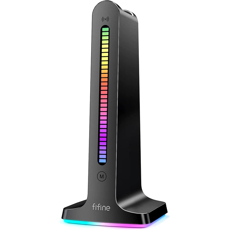 Fifine Ampligame S3 RGB Gaming Headset Stand Holder with Color Modes, Light Controls, Solid Base, 2 USB Ports