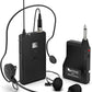 Fifine K037B Wireless Microphone System Set with Headset, Lavalier Lapel Mics, Beltpack Transmitter and Receiver for Teaching, Preaching, Public Speaking