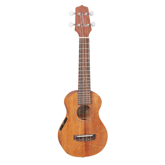 Takamine EGUS1 Acoustic Electric Soprano Ukulele Natural Mahogany 4 String Guitar with 19 Frets, Volume and Tone Control