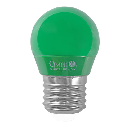 [CLEARANCE] OMNI LED Colored Round Bulb 1.5W 220V E27 Base with 20,000 Hours Operation, SMD LED, Energy Saving for Home Lightning (Green) | LRG-1.5W 220V