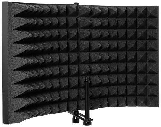Maono AU-S02 Folding Microphone Isolation Shield High Density Absorbing Foam Front and Metal Back for Studio Sound Recording, Podcasting, Vocalizing, Singing, Broadcasting