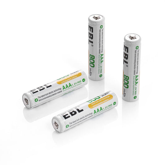 EBL LN-8121 1.2V AAA 800mAh Ni-MH Nickel Metal Hydride Rechargeable Batteries for Portable and Emergency Electronics (Pack of 4)