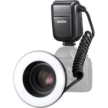 Godox MF-R76 Macro Ring Flash LED Dual-Flash Ring Light Speedlite with 8 Adapter Rings for DSLR Cameras