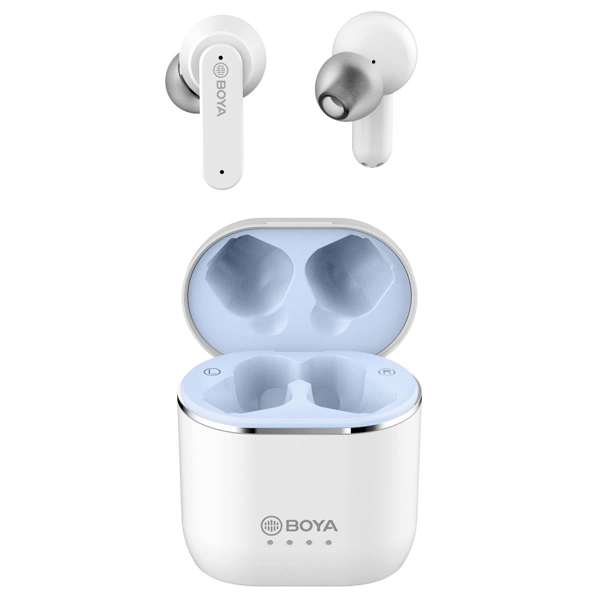 Boya BY-AP4 Bluetooth 5.0 Super Lightweight True Wireless Stereo Semi In-Ear Earbuds with Charging Case up to 6hrs Playtime (Black, White, Gray)