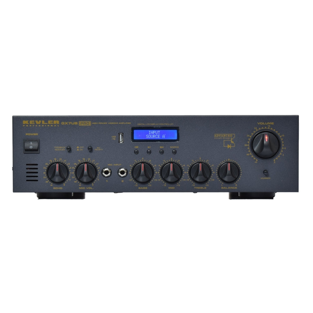 KEVLER GX-7UB PRO 800W X2 High Power Videoke Amplifier with USB / Bluetooth / FM Function, 3 Line Input, LCD Display,  Mic Priority and Feedback Reducer, Effects Master Controls for Karaoke System