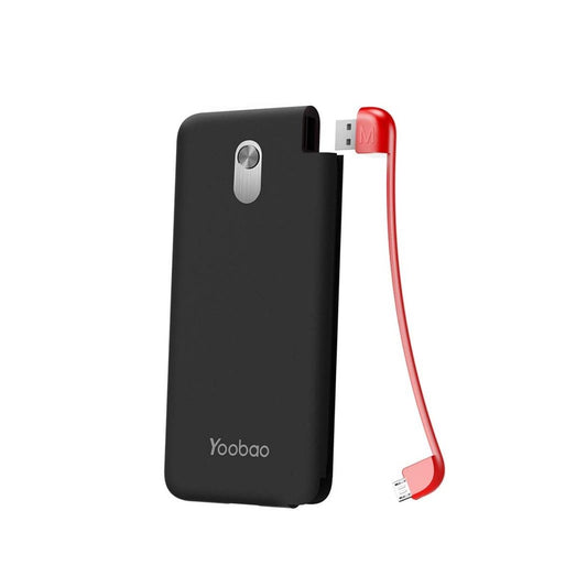 Yoobao S5K 5000mAh Ultra Slim Powerbank with Built-in Micro USB Cable for Smartphones and Tablets (Black)