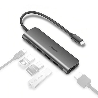 [CLEARANCE] UGREEN 6-in-1 Hub USB-C to USB 3.0, HDMI, 3.5mm AUX Multifunction Adapter with PD Power Converter | 80132
