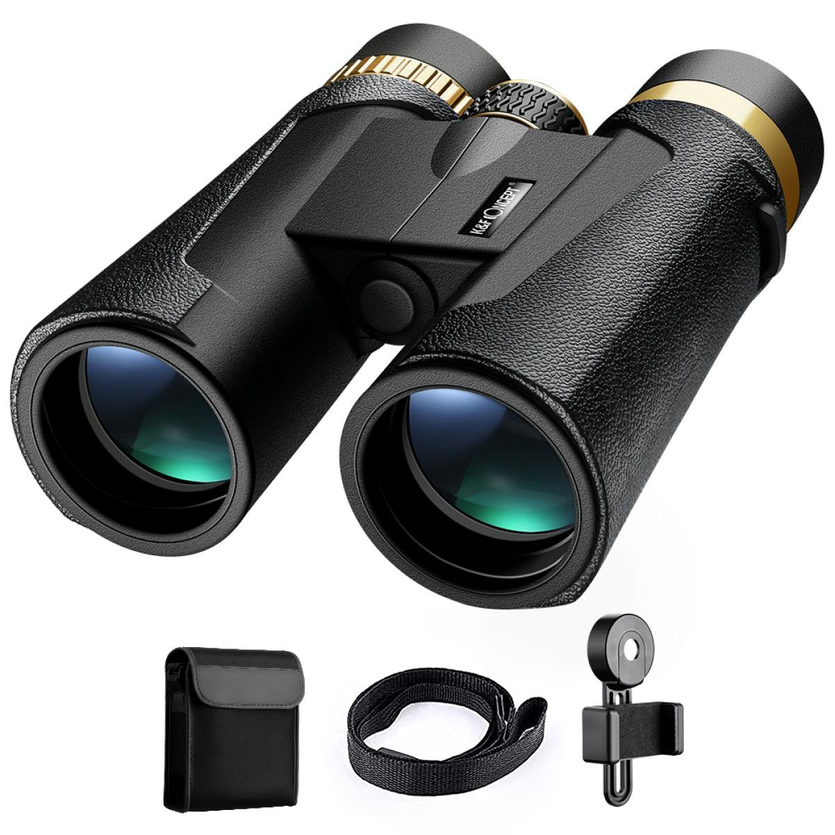 K&F Concept 12x42 Binoculars IP65 Waterproof Fogproof with 20mm Large View Eyepiece and Smartphone Holder for Phone Viewing