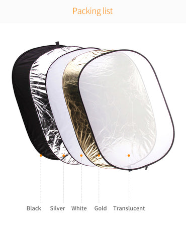 Godox RFT-05-120180 Portable 5 in 1 120CM x 180CM Collapsible Light Round Photography Reflector for Studios, Photo Shoots