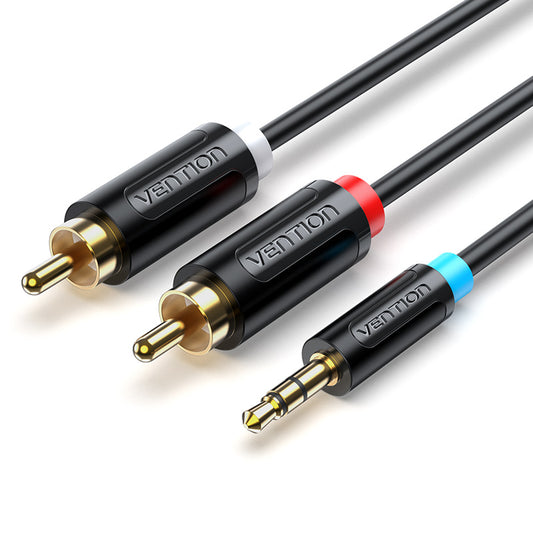 Vention TRS 3.5MM Male to Dual RCA Male Gold Plated (BCL) Audio Cable for Amplifiers, Laptops, Speakers, Mixers (Available in 1M, 1.5M, 2M, 3M, 5M, 8M, 10M)