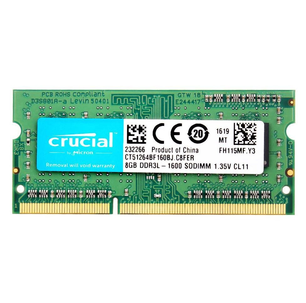 Crucial 8GB Single DDR3 DDR3L 1600 SODIMM CL11 1.35V Laptop Memory Ram