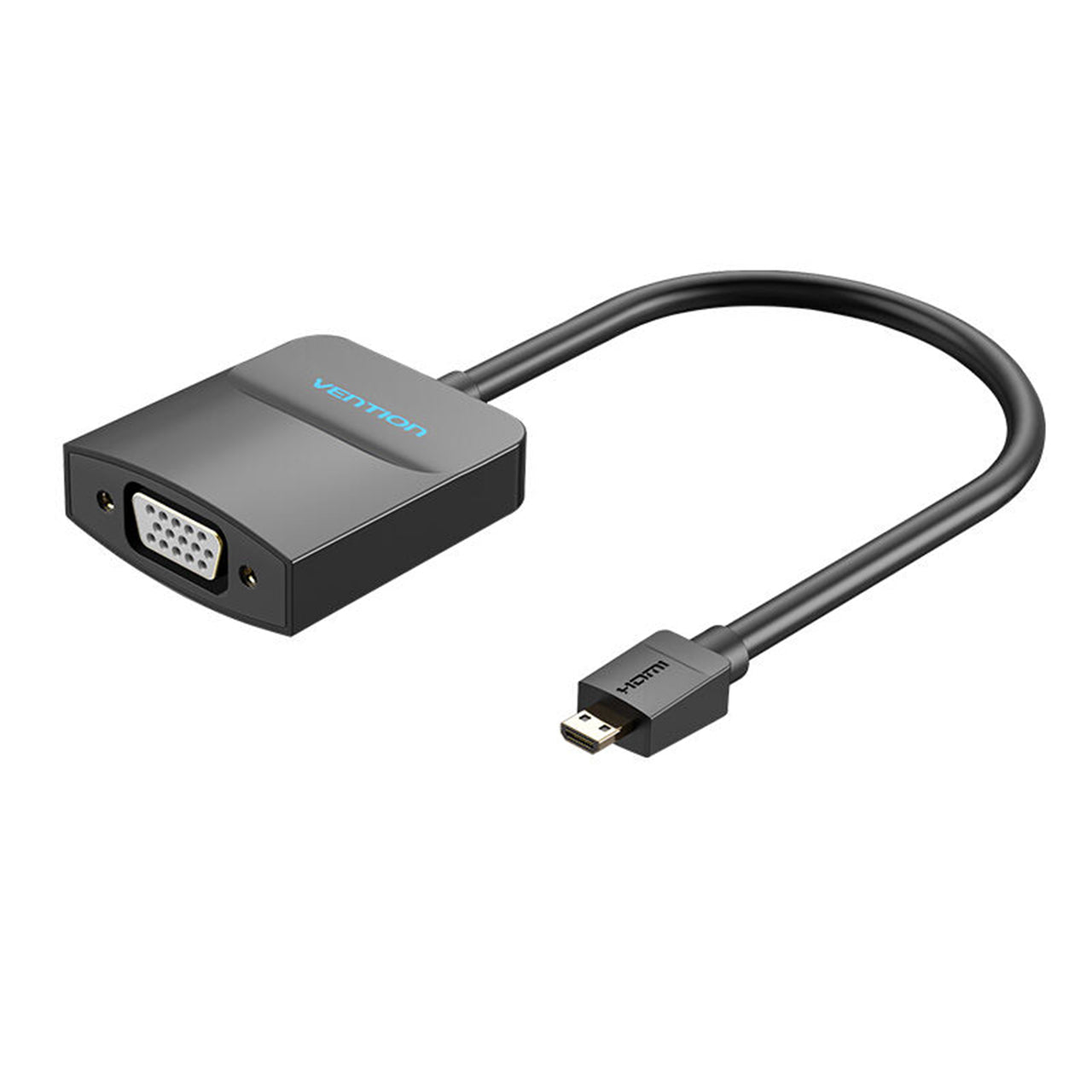 Vention Micro HDMI to VGA Converter Cable 1080p 60Hz (Male to Female) 0.15-meters with Micro USB / 3.5mm Audio Port and Cord (AGBBB)