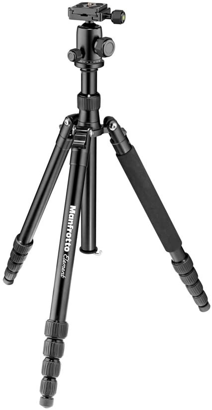 Manfrotto MKELEB5BK-BH Element Traveller Big Aluminum Tripod with Ball Head for Photography, Vlogging (Black)