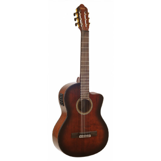 Valencia VC564 4/4 6-String Nylon Classical Guitar 19 Frets with Pickups, for Musicians (Brown Sunburst)